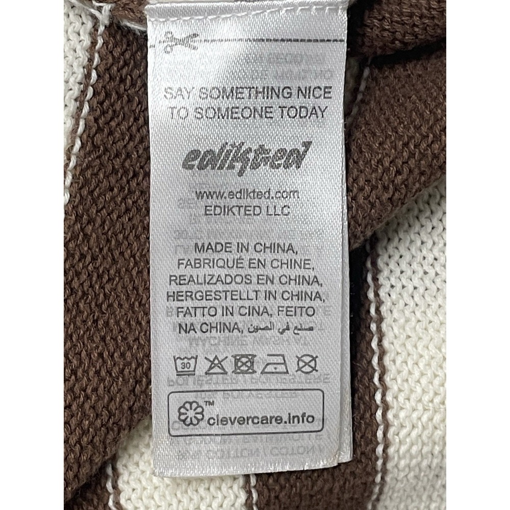 Edikted Size Medium Brown & White Knit Cropped Striped Sweater Top - Picture 11 of 12